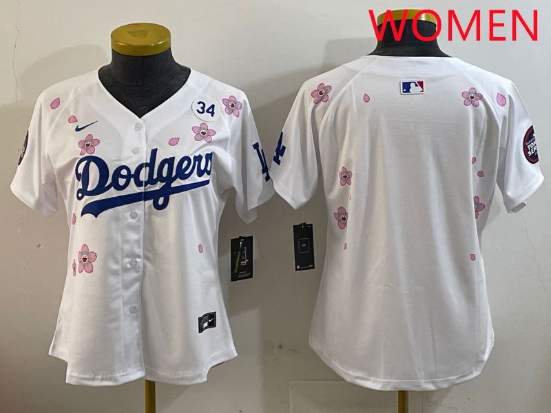 Women Los Angeles Dodgers Blank White Sakura Edition 2025 Nike MLB Jersey style 5